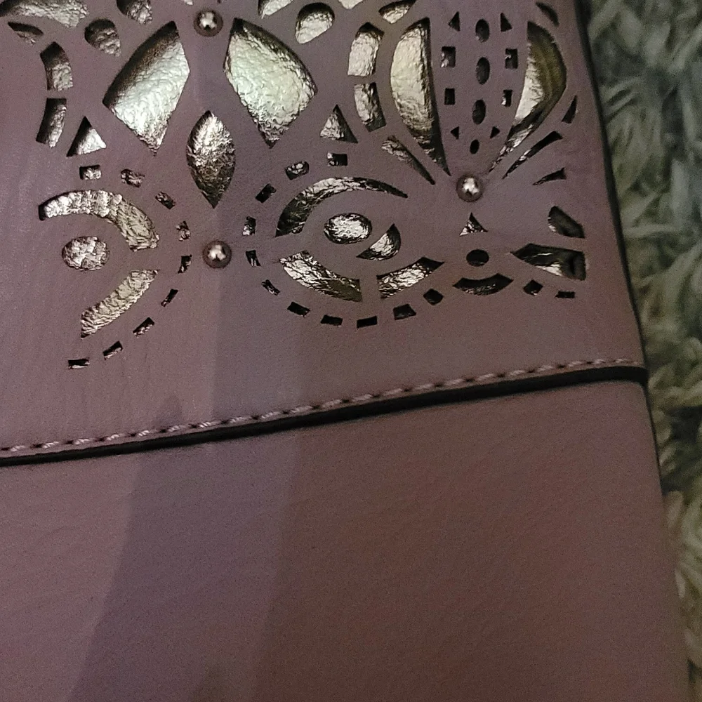Nicole Miller New York Purple and Silver Peekaboo Purse,  Tags Attached.